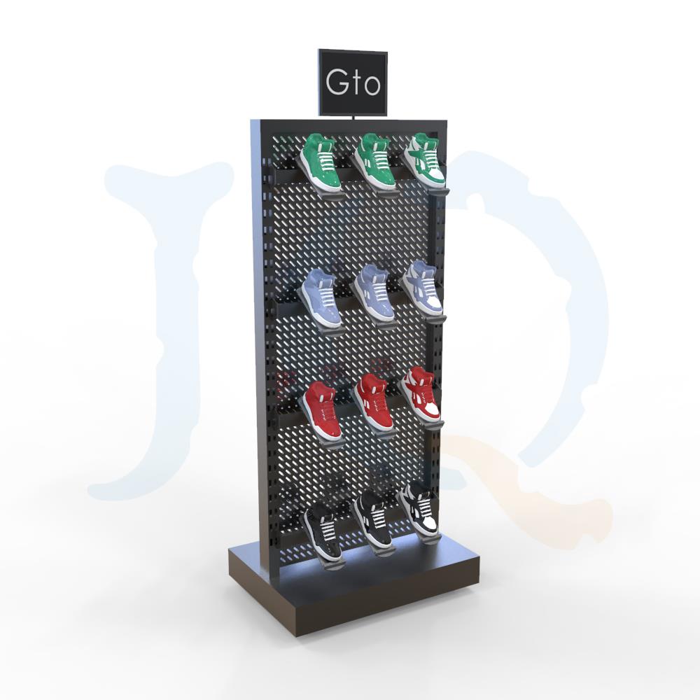 Wholesale Grid Wall Clothing Display -
 POP metal double-sided shoe display rack – Jiquan